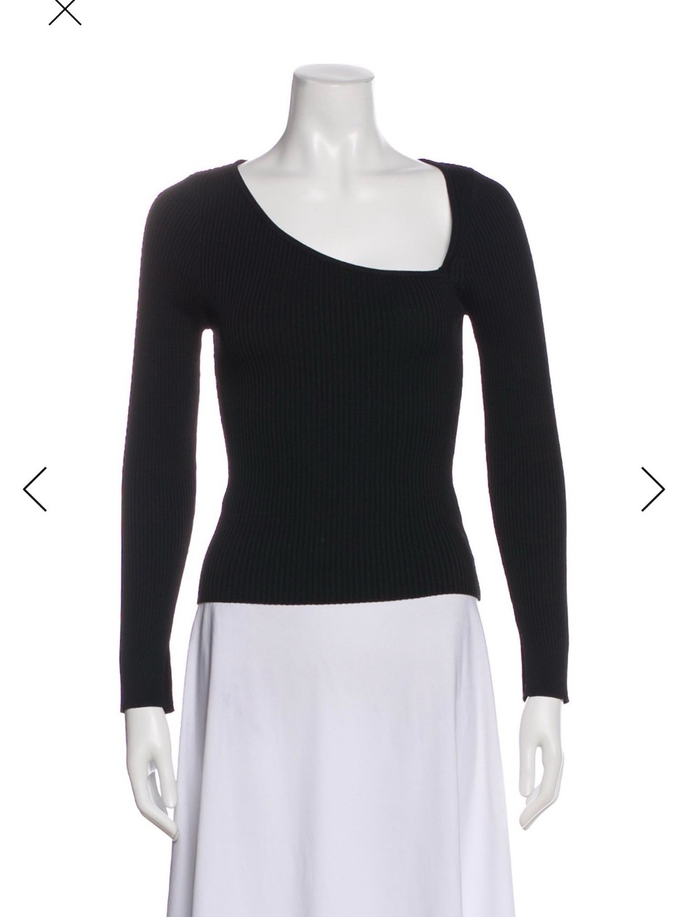 DISSH Black Asymmetric Thick Ribbed Long Sleeve Top